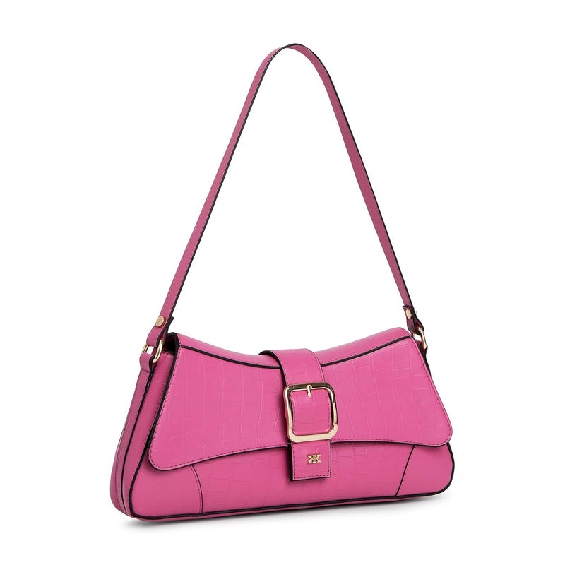 KLEIO Vegan Leather Structured Shoulder HandBag for Women - Pink - Image 2